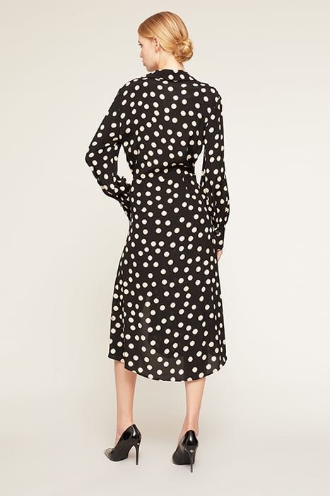 SATIN POLKA DOT MIDI DRESS BLACK 2