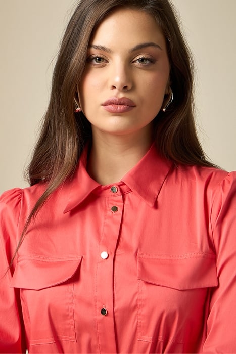 POPLIN SHORT CHEMISIER DRESS RED 4