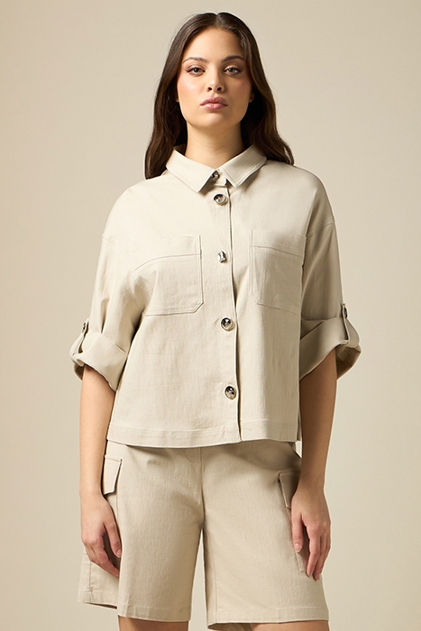 LINEN BLEND BOXY JACKET NATURAL 1