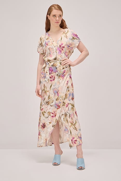 LONG FLORAL PRINT DRESS NATURAL 4