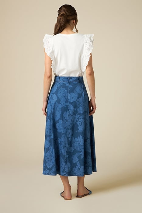 DENIM PATTERN EFFECT MIDI SKIRT BLUE 2