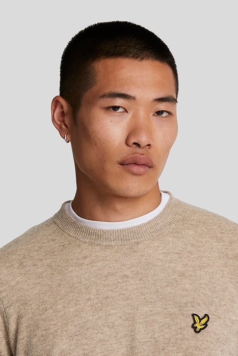 LAMBSWOOL BLEND CREW NECK JUMPER HERITAGE TAUPE MARL 5