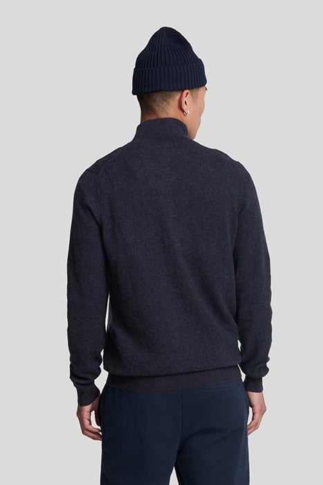 LAMBSWOOL BLEND ZIP THROUGH CARDIGAN DARK NAVY MARL 2