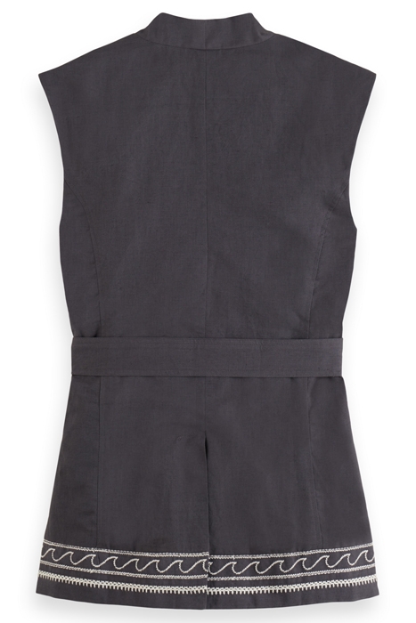 BELTED GILET WITH PALM EMBROIDERY ANTRA 2