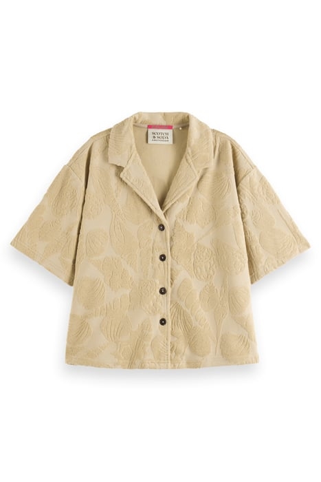 JACQUARD TOWELING CAMP SHIRT MOCCA 4