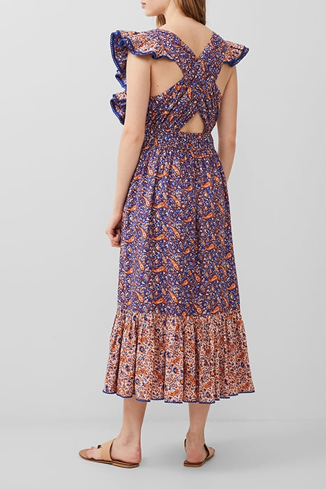 ANATHIA BLAIRE COTTON DRESS ROYAL BLUE/PEACH 2