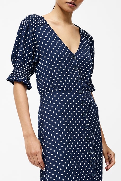 SPOT BUTTON THROUGH MIDI DRESS MIDNIGHT/SUMMER WHT 3