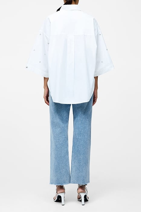 RHINESTONE POPLIN POPOVER SHIRT LINEN WHITE 3