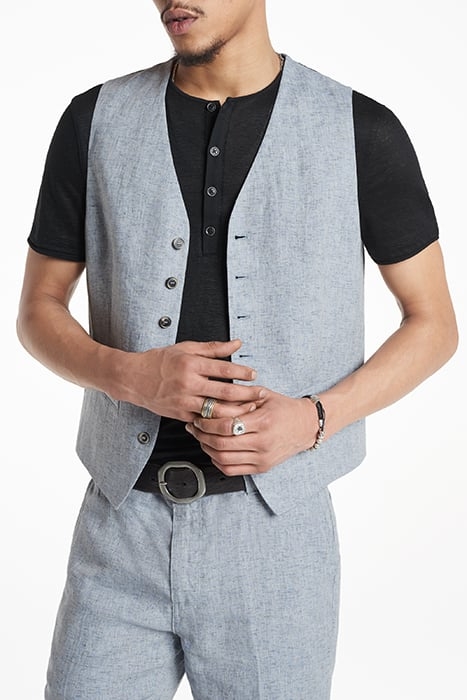 BUTTON FRONT VEST DUSTED BLUE 1
