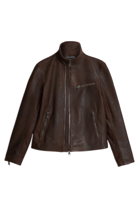DOUBLE ZIP FRONT JACKET CHOCOLATE 2