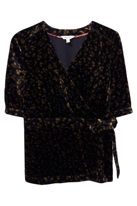 ISABELLE VELVET WRAP TOP GREY MULTI 1