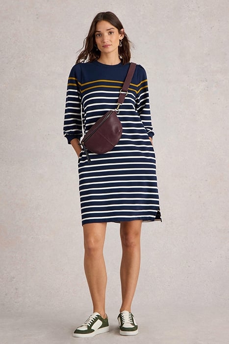 AMY STRIPE DRESS NAVY MULTI 1