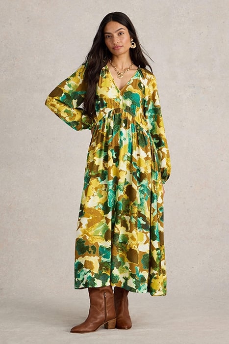 IMOGEN MIDI DRESS YELLOW PRINT 1