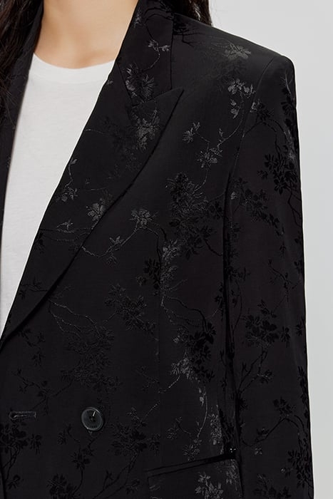 BLACK PLANT MOTIF JACQUARD SUIT JACKET 5