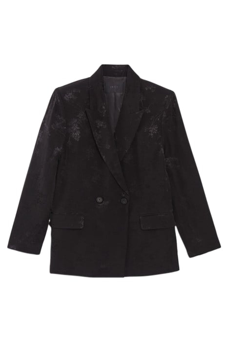 BLACK PLANT MOTIF JACQUARD SUIT JACKET 3