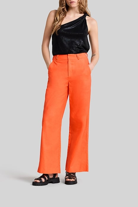 ORANGE COTTON LINEN SUIT TROUSERS 3