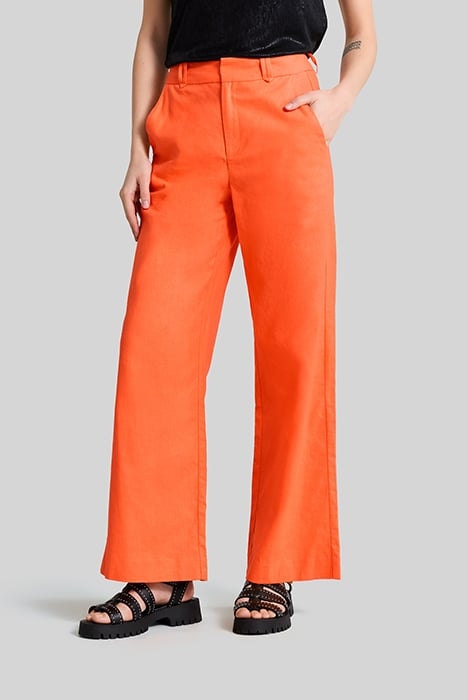 ORANGE COTTON LINEN SUIT TROUSERS 1