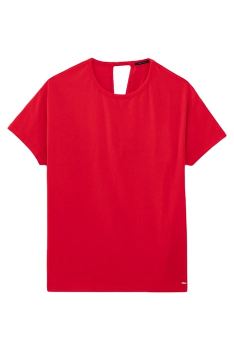 RED KNOTTED ORGANIC COTTON T-SHIRT 1