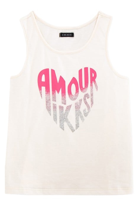 GIRLS' ECRU VEST TOP WITH HEART-SHAPED SLOGAN 1