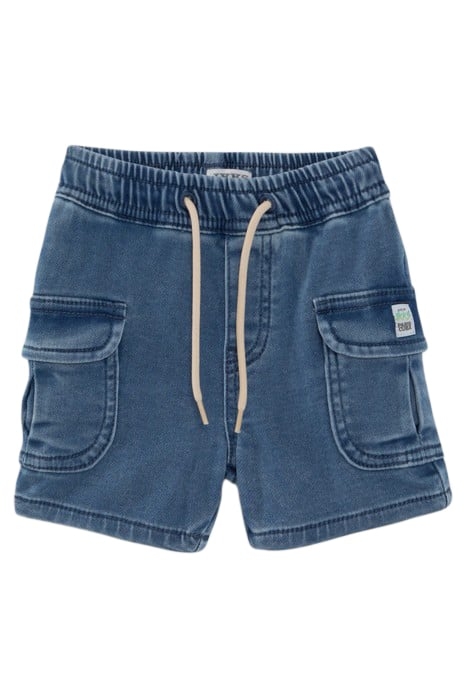 BABY BOYS’ BLUE DENIM CARGO ELASTICATED WAIST BERMUDAS 1