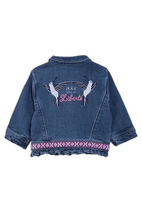 BABY GIRLS’ BLUE DENIM JACKET WITH EMBROIDERED BACK 2