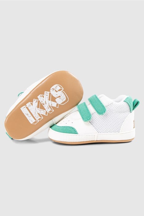 BABY BOYS’ GREEN AND WHITE TRAINERS WITH VELCRO 4