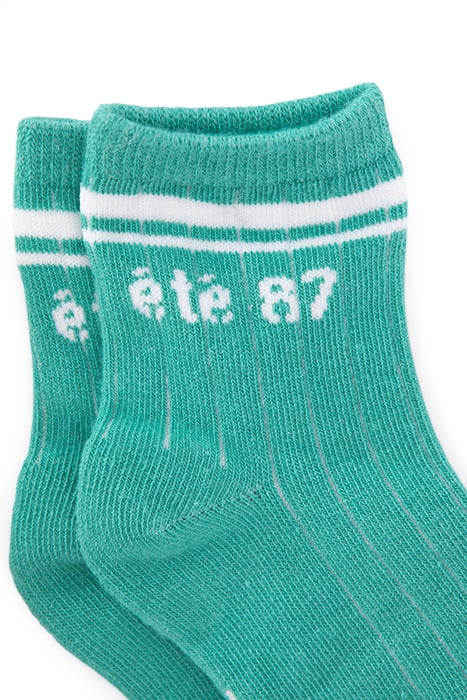 BABY BOYS’ GREEN AND ECRU DUPIONI SOCKS 6