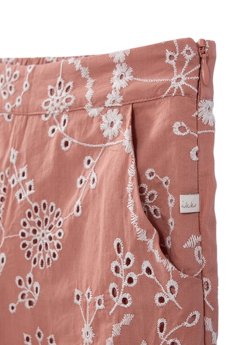 GIRLS’ OLD PINK ORGANIC COTTON TROUSERS, FLOWER EMBROIDERY 3