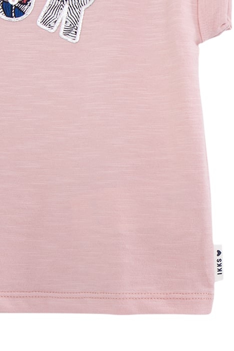 GIRLS’ PINK ORGANIC COTTON T-SHIRT WITH RUBBER WAX SLOGAN 4