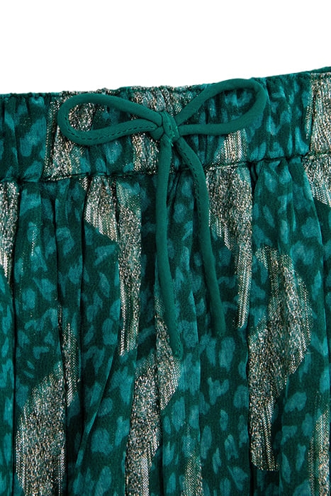 GIRLS’ GREEN SHORT SKIRT WITH SPARKLING PEACOCK PRINT 4