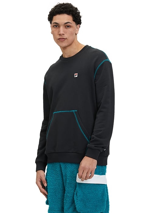 CREWNECK SWEATSHIRT WITH KANGAROO POCKET AND CONTRAST STITCH 1