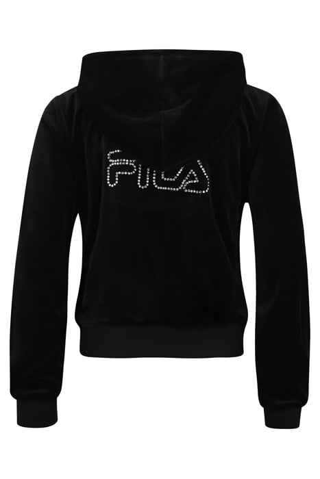 LONGUICH CROPPED VELVET HOODY JACKET BLACK 2