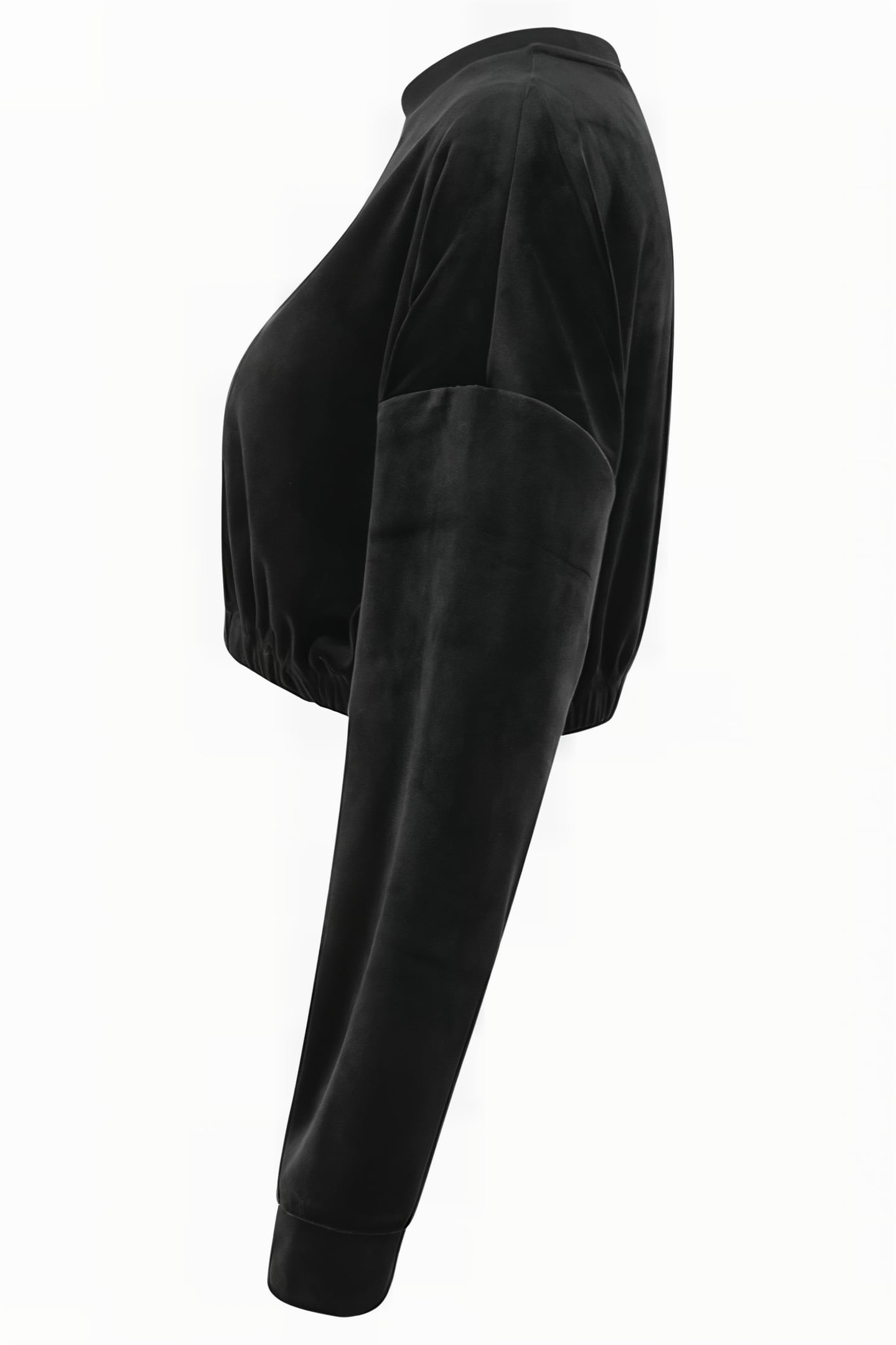 LEVALA CROPPED VELVET CREW SHIRT BLACK 3