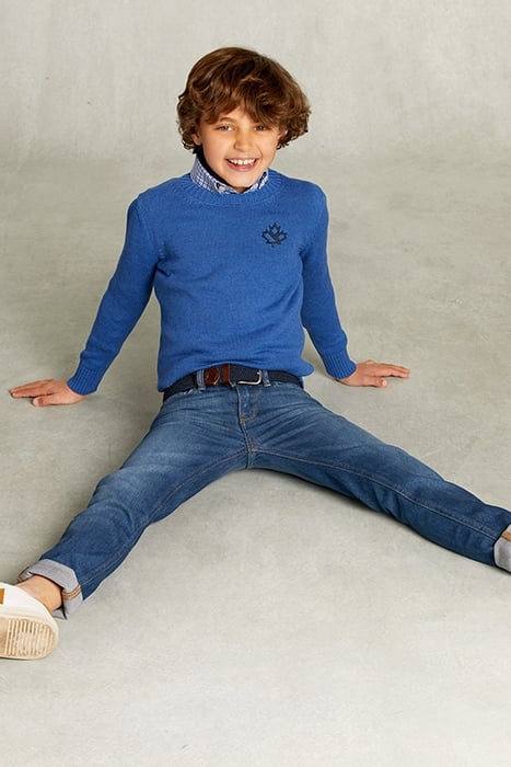 CUSTOM FIT COTTON/WOOL SWEATER OLYMPIC MIX BLUE 3