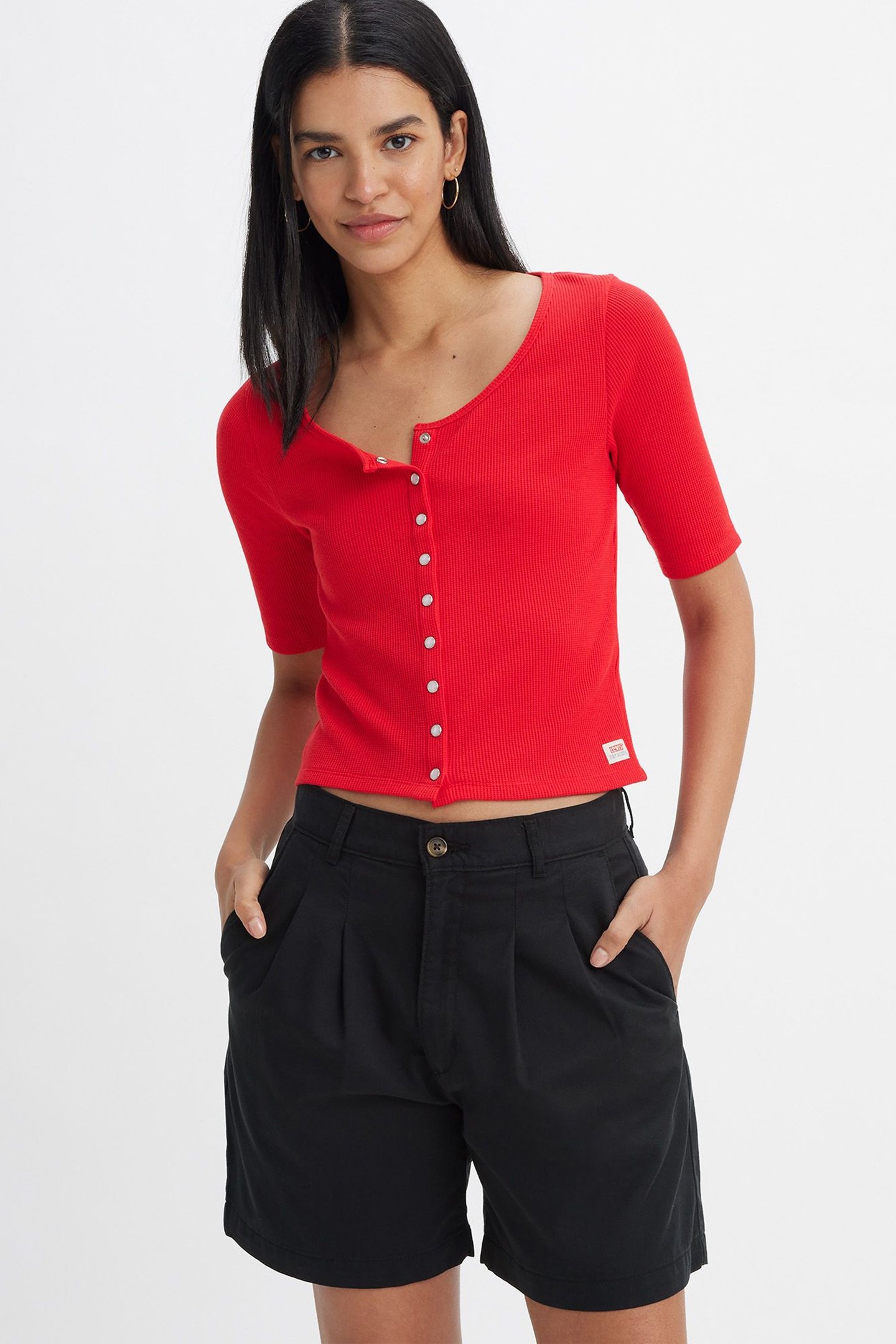 DRY GOODS WAFFLE BUTTON-UP TOP 1