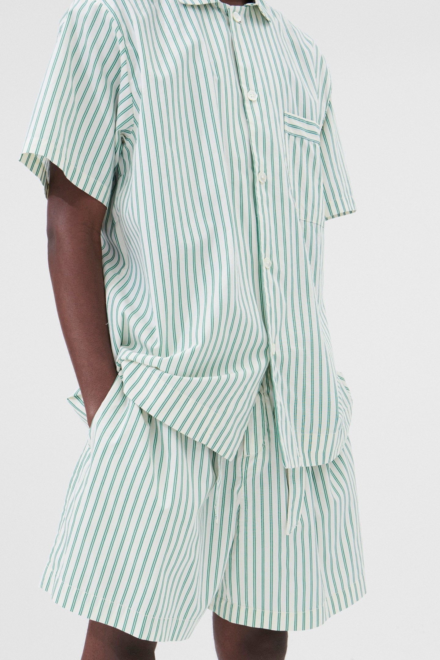 UNISEX POPLIN, SHORT SLEEVE SHIRT CLOVER STRIPES 1