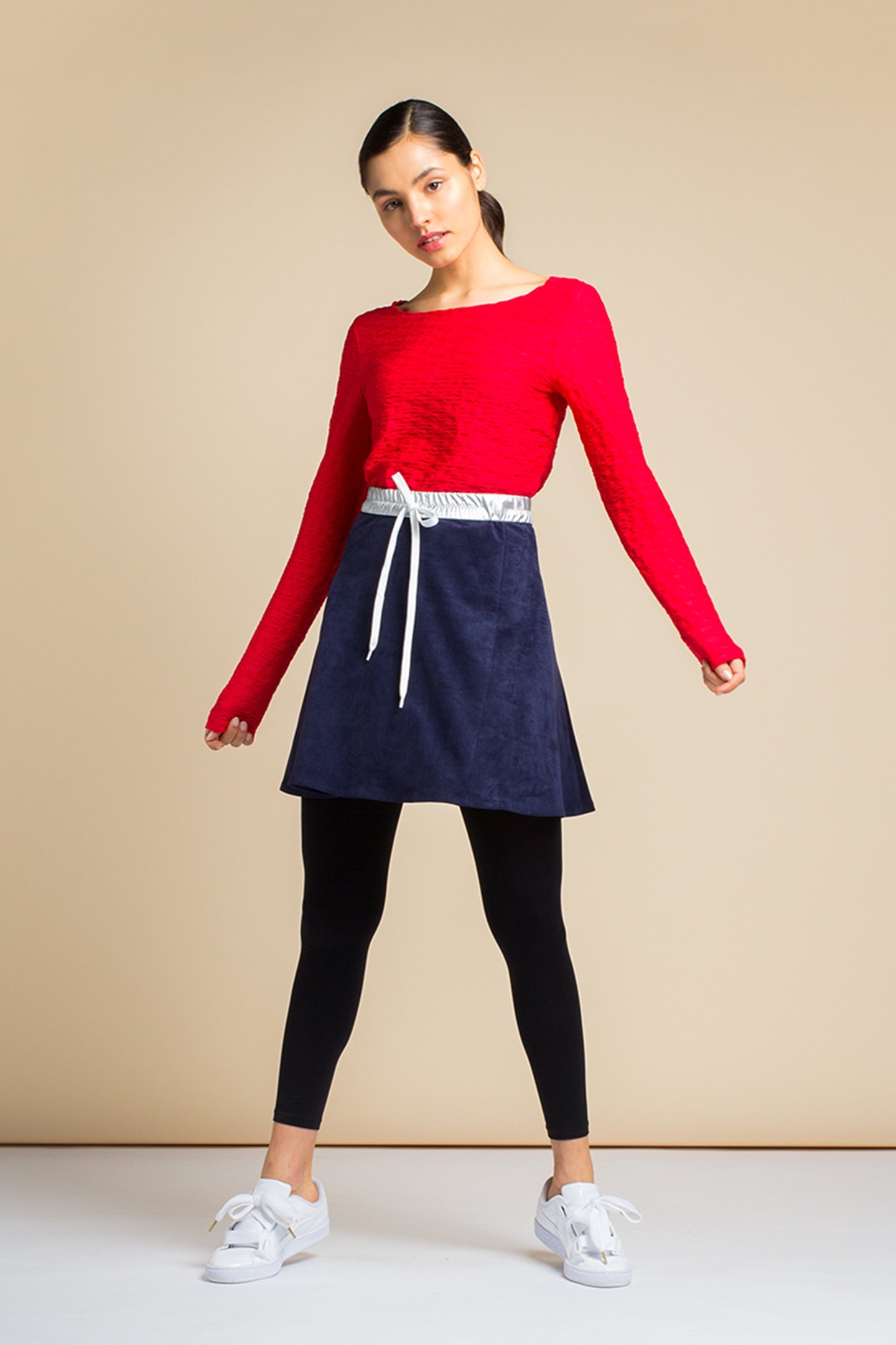 SKIRT SILVER SUEDE INDIGO BLUE 1