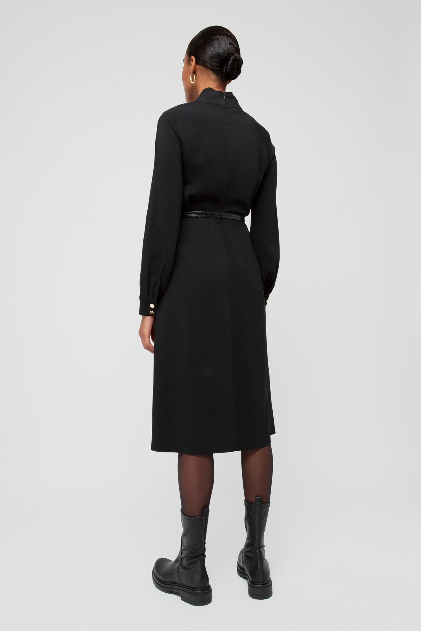 DRESS CREPE LONG SLEEVE BLACK 2