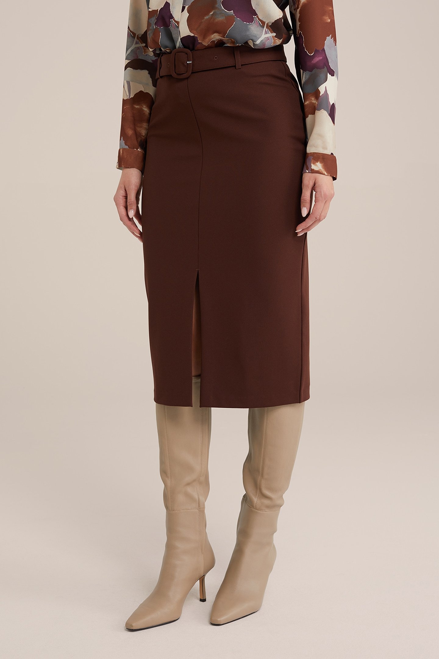 SKIRT MEDIUM LENGTH DARK BROWN 1