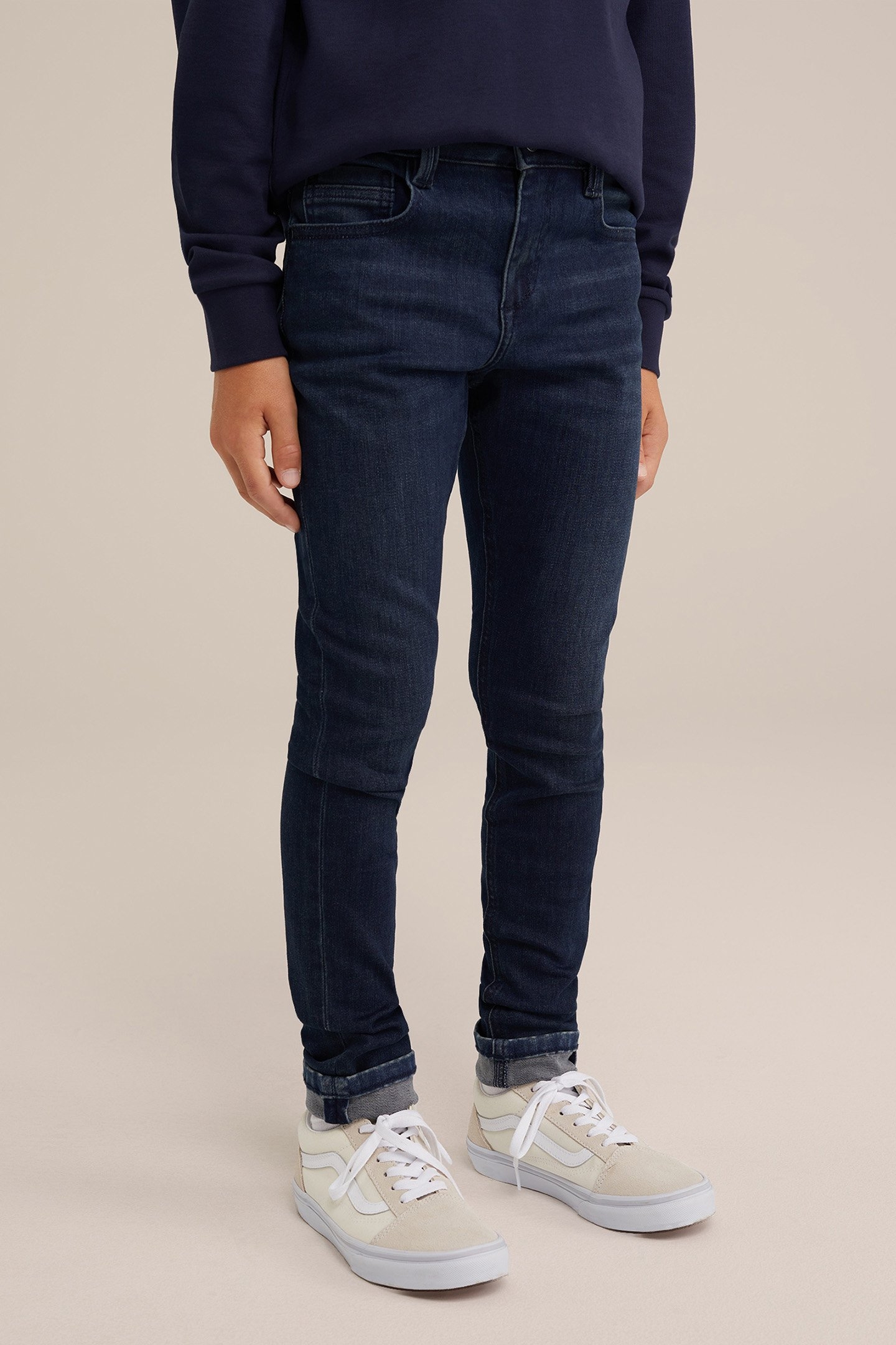 5-POCKET MID WAIST DARK BLUE 1