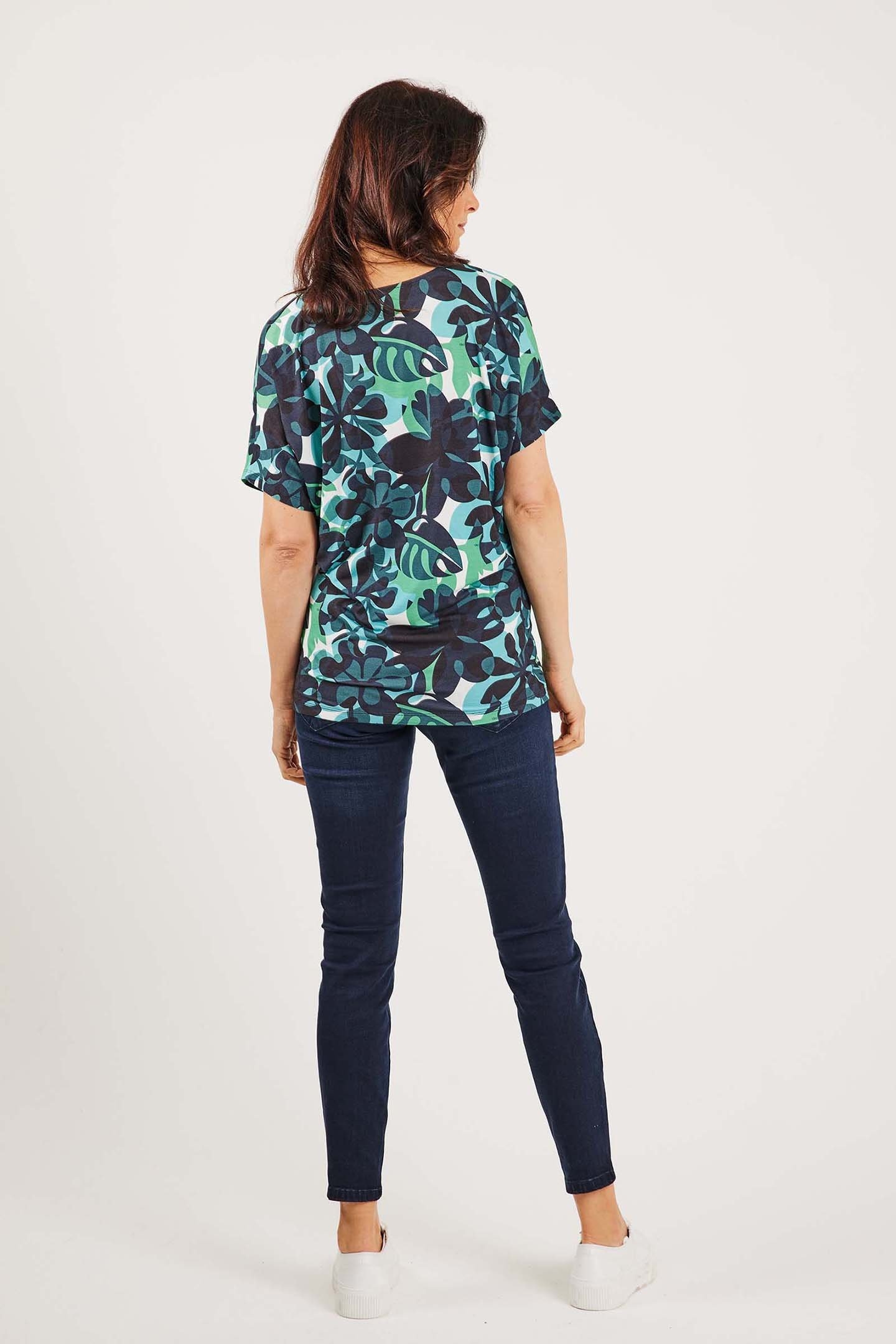 LOOSE V-TEE FAYE PRINT OFFWHITE WITH BLUE PLANES PRINT 3