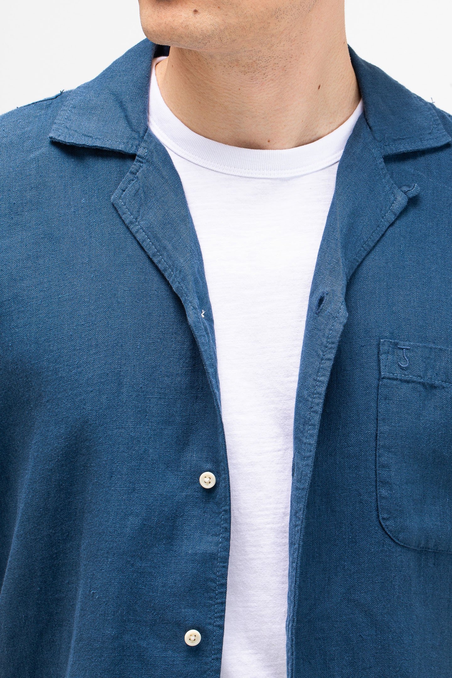 SANCHO LINEN SHIRT SS IRIS BLUE 5