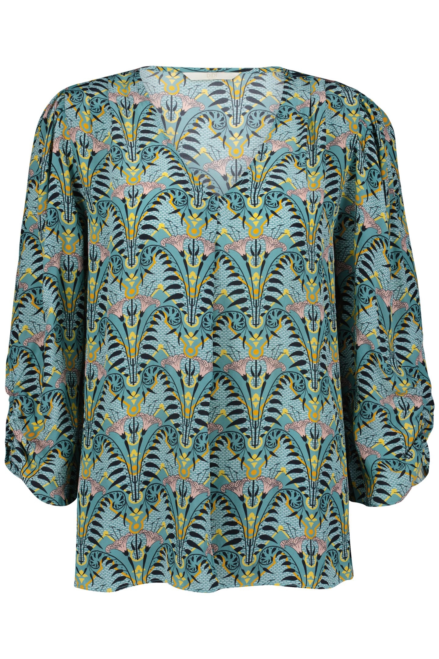 BLOUSE IDYLLIC AQUA SEA WITH FOUNTAIN PRINT 4
