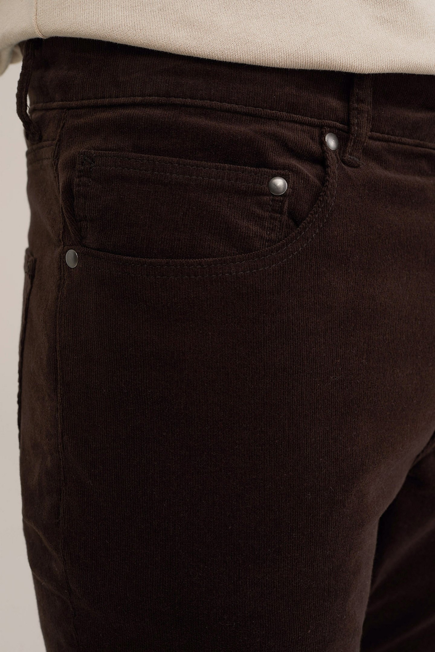 5-POCKET MID WAIST DARK BROWN 5