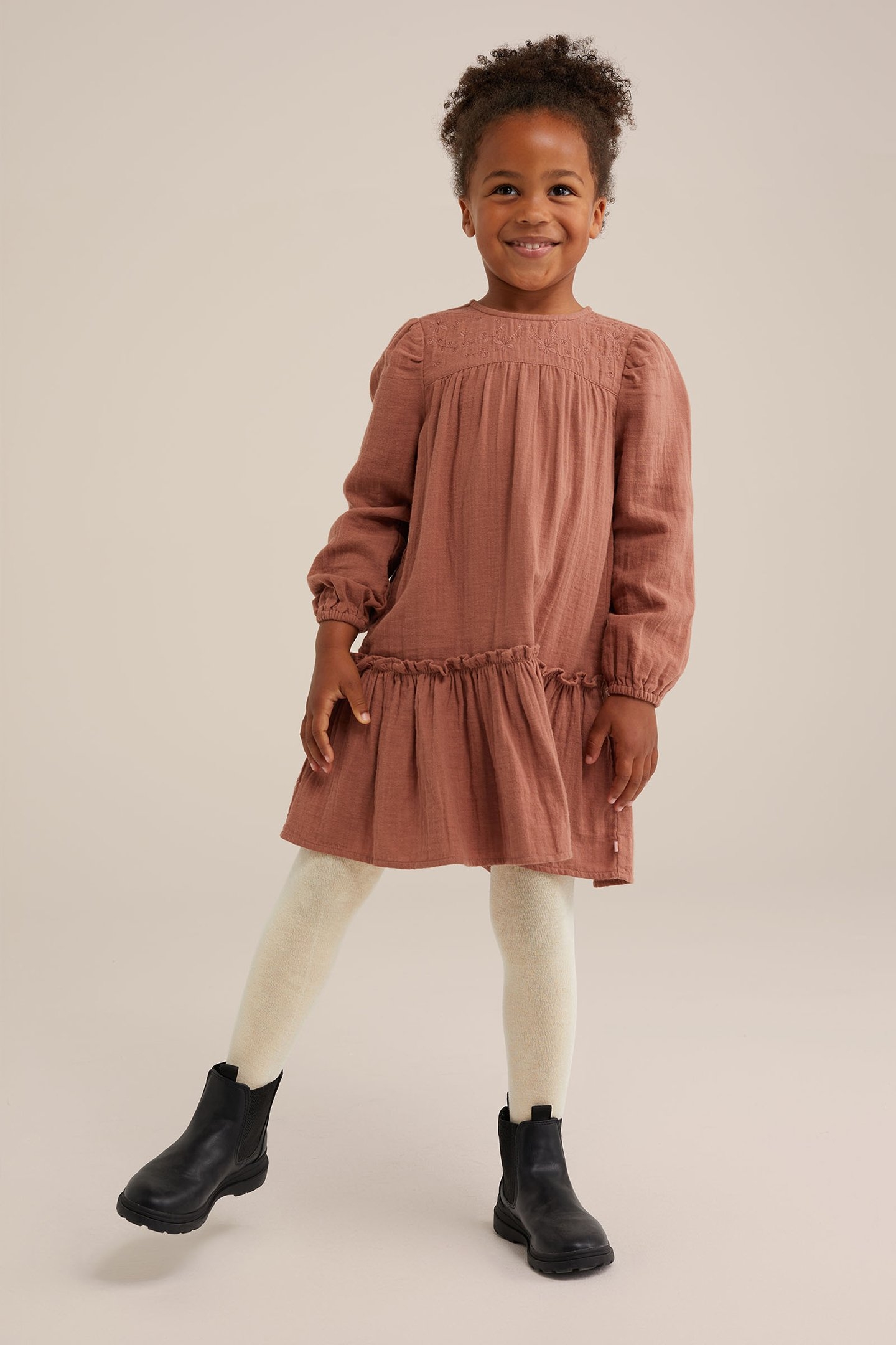 DRESS MID LENGTH BROWN 1