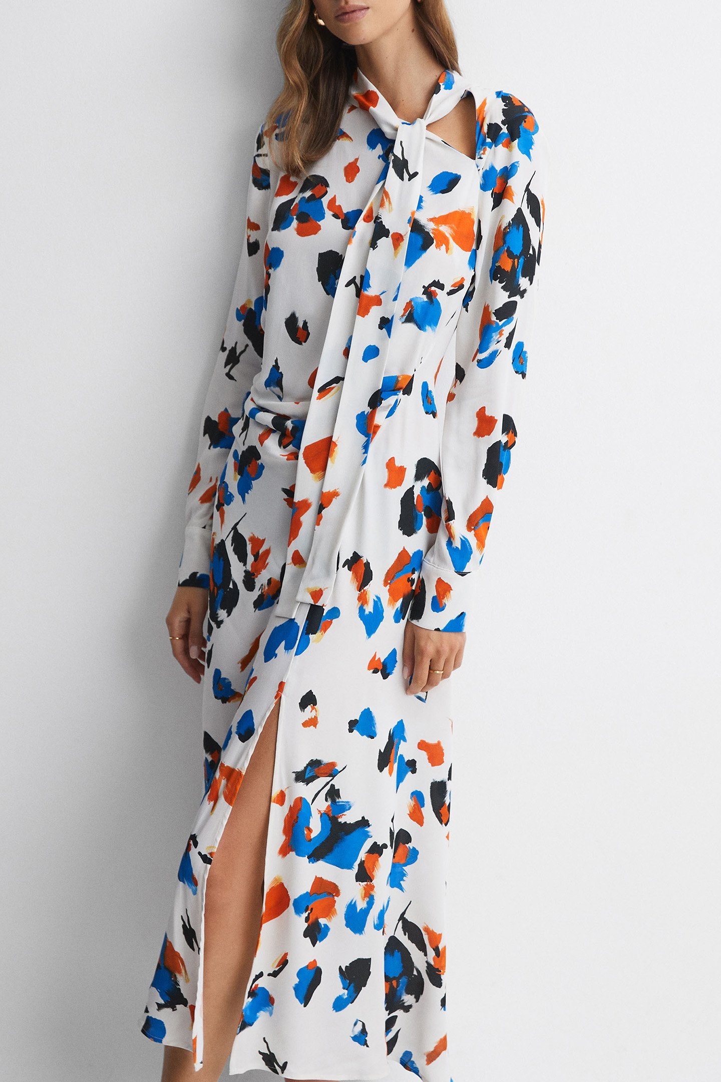 PRINTED MIDI DRESS BLUE 1