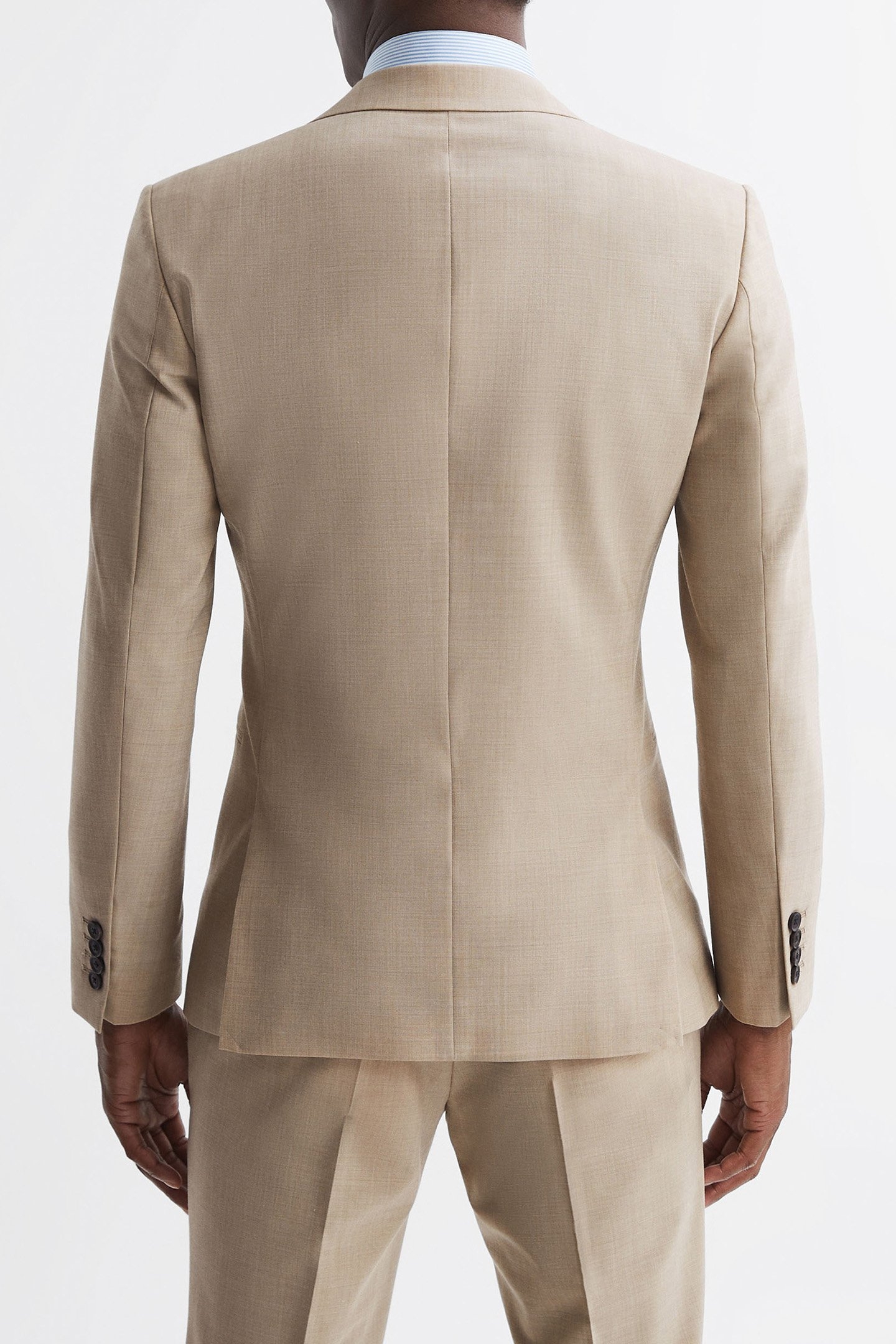 SB 1B PEAK WOOL PLAIN WEAVE BLAZER OATMEAL 2