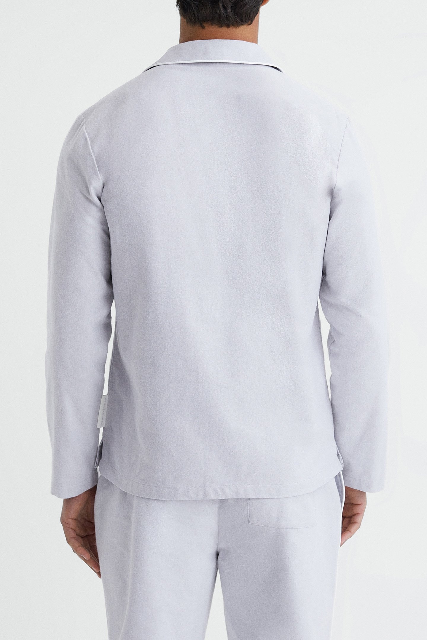 LS COTTON NIGHTWEAR SHIRT WITH PIPING ICE GREY 2