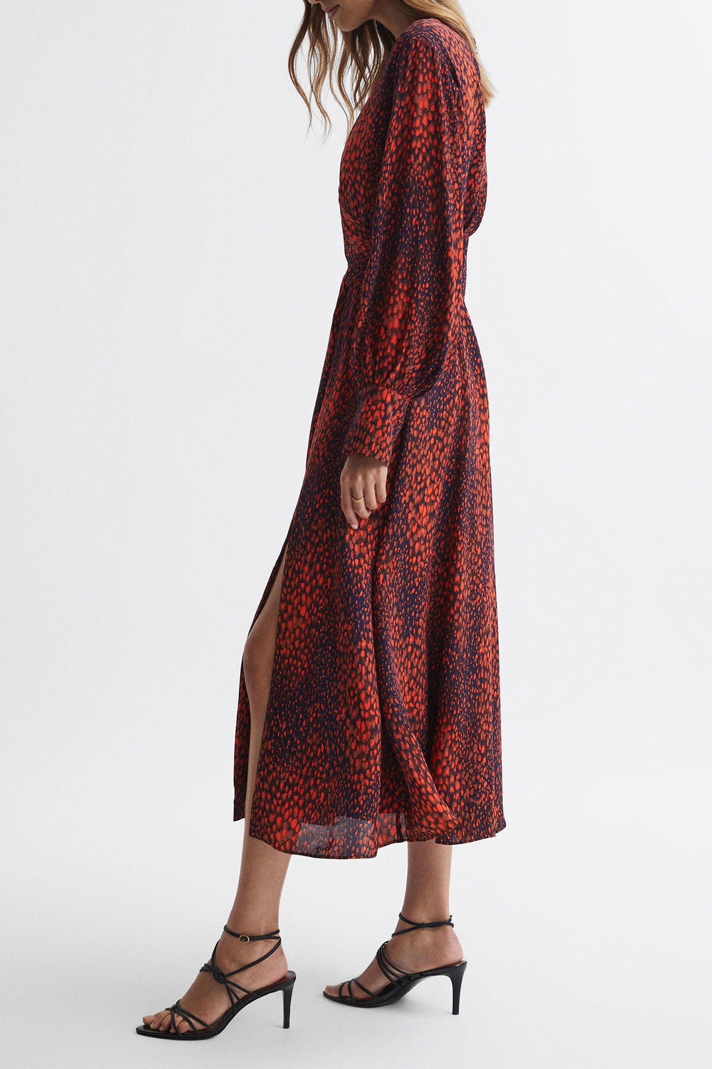 ANIMAL PRINTED MIDI RED 4