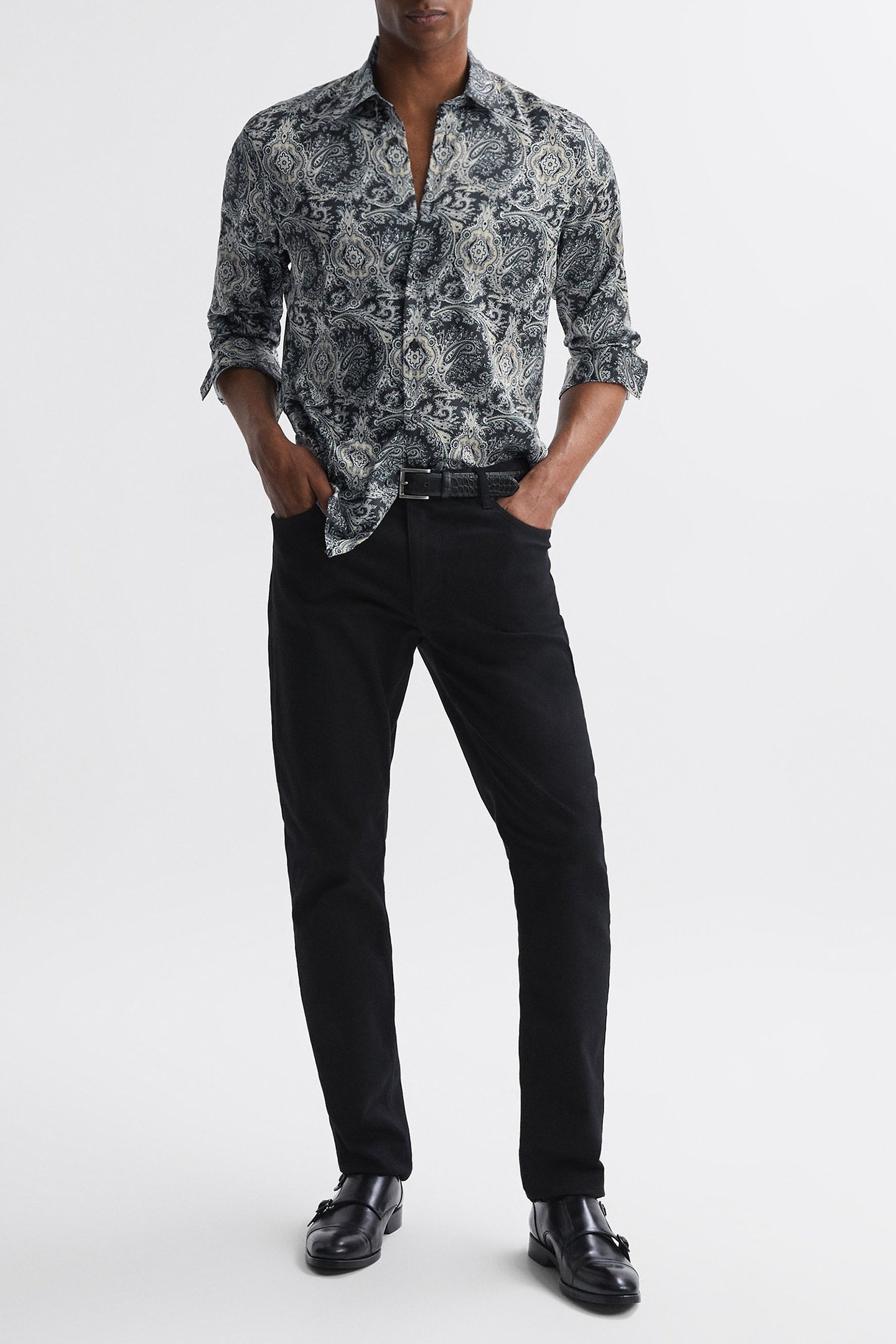 LS PAISLEY PRINT SHIRT BLACK MULTI 1